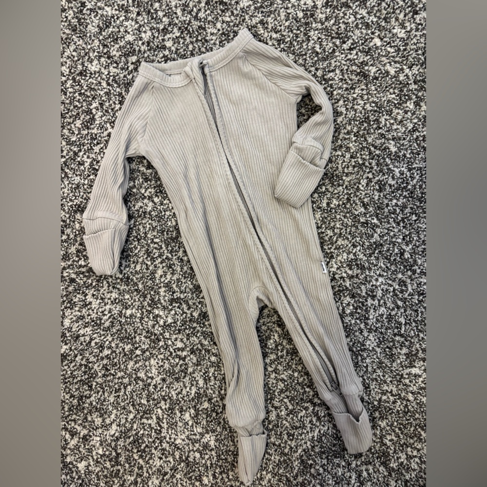 Little Sleepies Dove Gray Ribbed Zippy Newborn